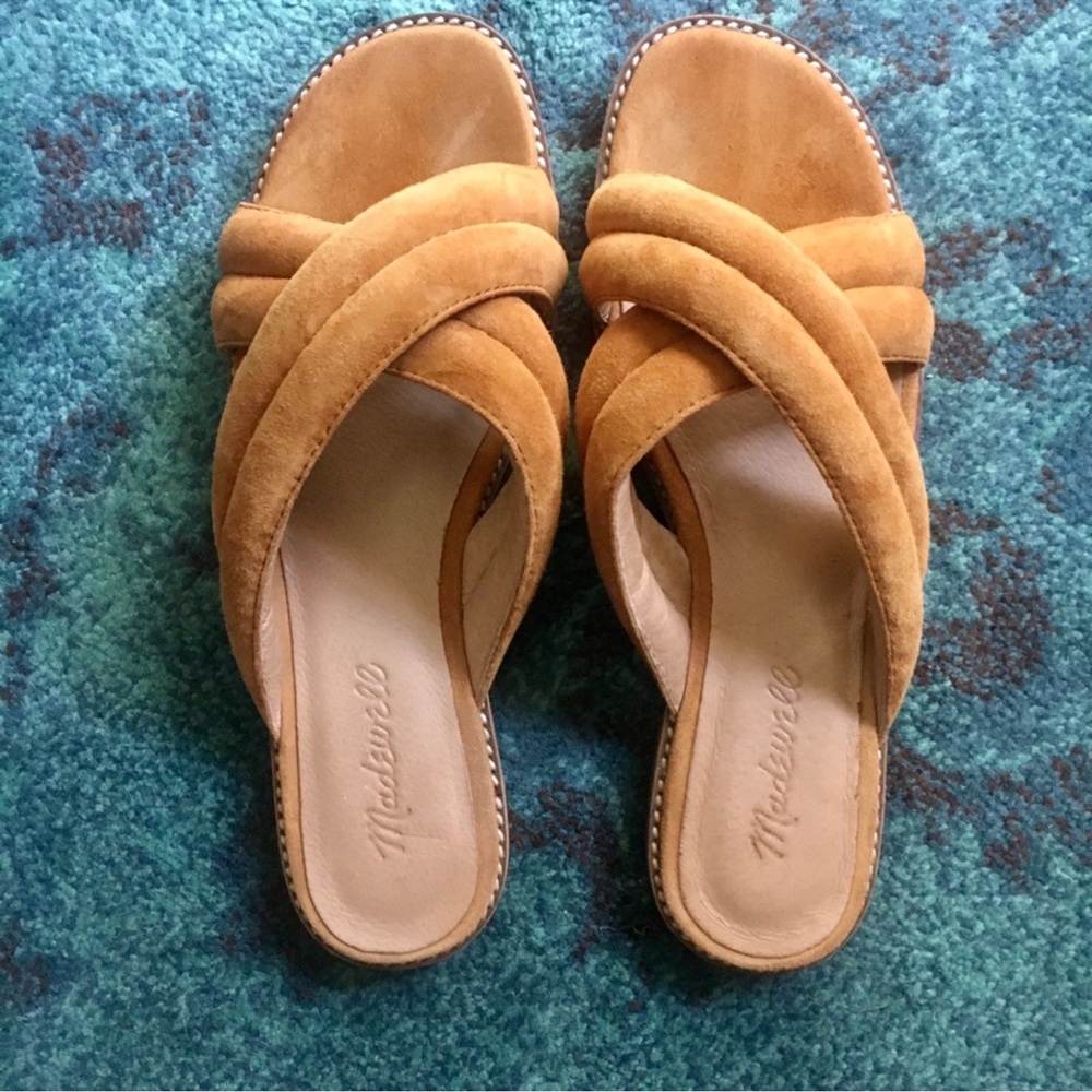 Madewell Tan Suede Crisscross Slide Mules